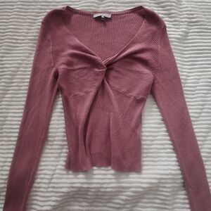 Pink Ribbed Long Sleeve Top